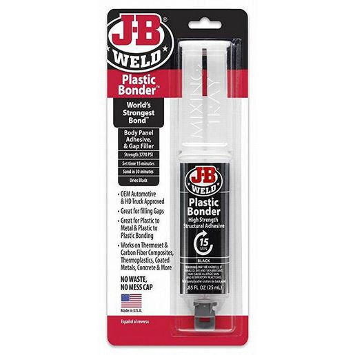 JB Weld Black Plastic Bonder Urethane Adhesive Syringe Mixer 25ml