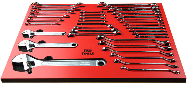 560 X 400 X 22mm Insert Tray & 35 Piece Metric Spanner Set & Adjustable Wrenches