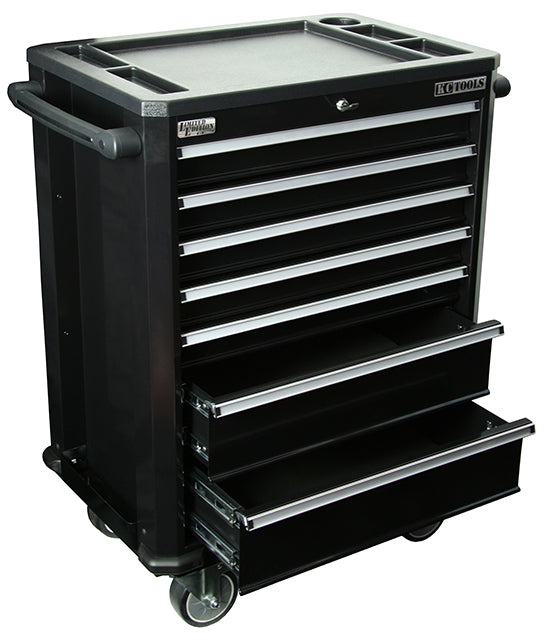 712 X 472 X 986mm 7 Drawer Roll Cabinet, W/Black Plastic Moulded Top, Bbs: Black