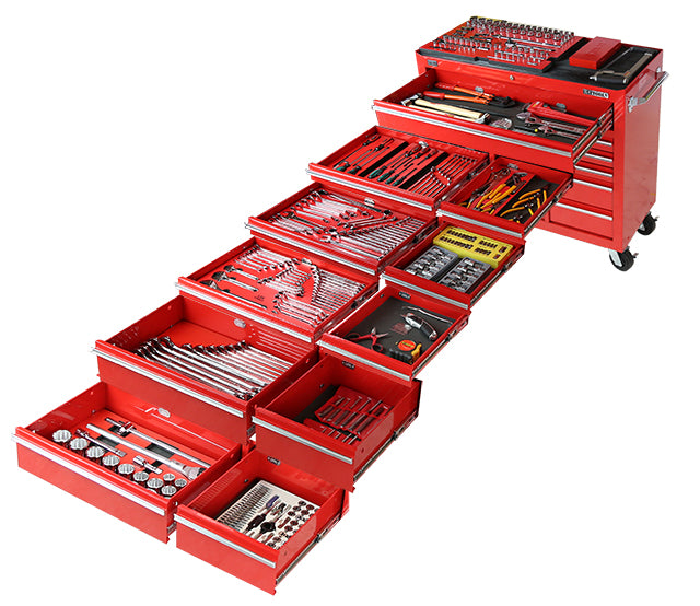 523 Piece AF & M Took Kit, Roll Cabinet, 11 Drawer With Bbs (Red)