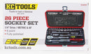 1/4" Drive Socket Set, Combination, Metric & AF, 26Piece