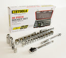 35 Piece 3/8" Drive Socket Set AF & Metric, Standard