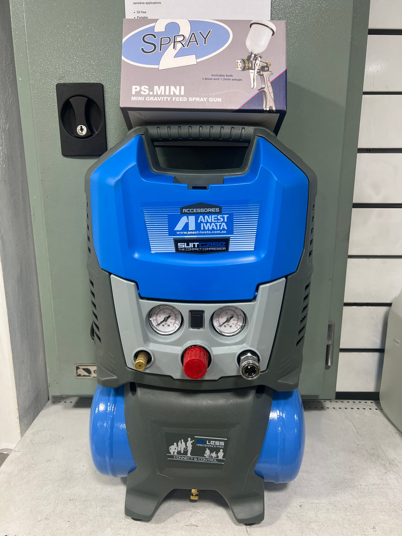 Anest Iwata AI.SC6 Suitcase Compressor with 2Spray Mini Gravity Gun Kit