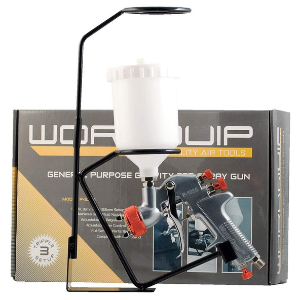 WORKQUIP GRAVITY FEED SPRAY GUN P102G WITH - 1.4MM - 1.8MM - 2.5MM TIPS