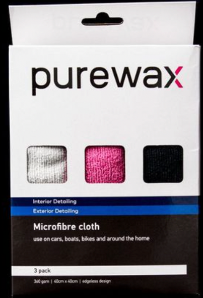 PureWax Microfibre cloths 3 pack