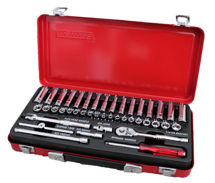 42 PIECE 1/4" DRIVE SOCKET SET - METRIC AND AF