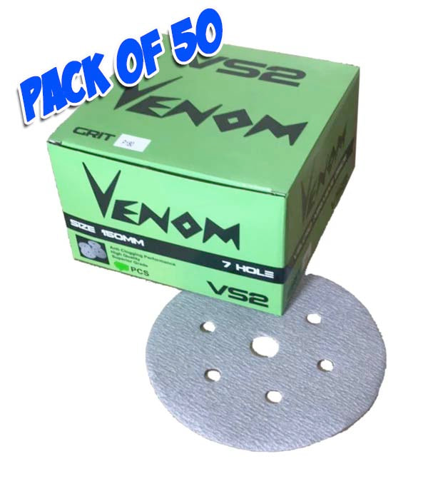 Venom Sanding Discs 150mm Velcro Pack of 50