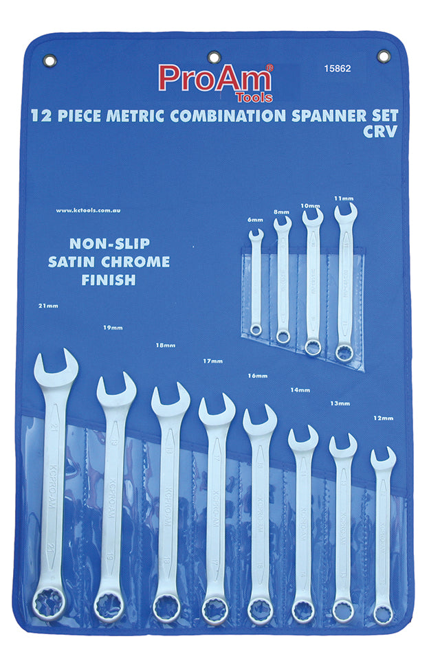 12 Piece Spanner Set, Combination, 1/4" - 15/16"