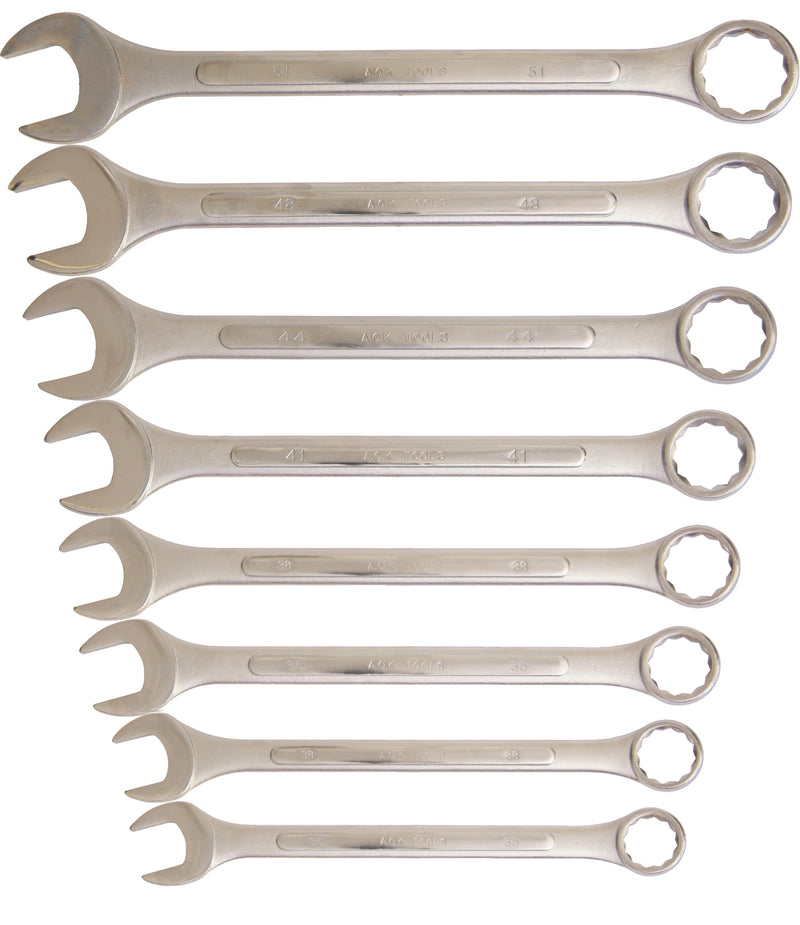 8 Piece Spanner Set, Combination, 1" - 1-1/2"