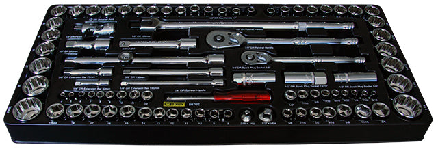 88 Piece 1/4,3/8 & 1/2 Dr Socket Set Set  Form Insert,Â Â  620X270X22 mm