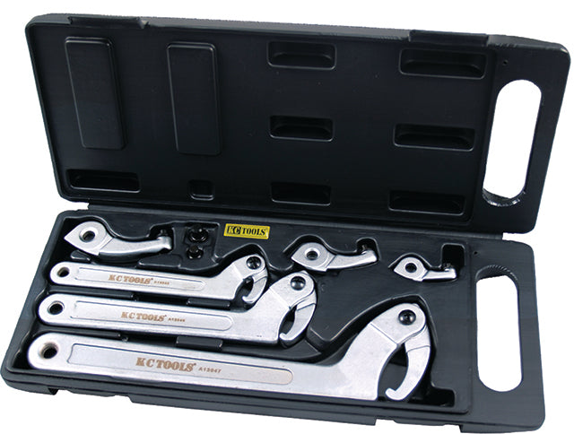 3 Piece Hook Wrench Set With Spare Hooks And Pins