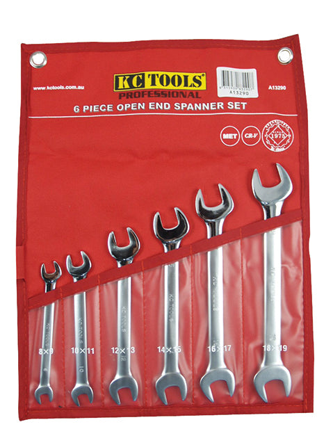 6 Piece Spanner Set, Open End, 1/4" - 1"