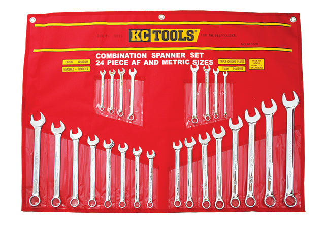 24 Piece Spanner Set, Combination, 1/4" - 15/16" & 7mm - 21mm