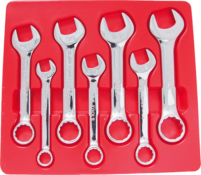 7 Piece Spanner Set, Combination, 3/8" - 3/4" Extra Short