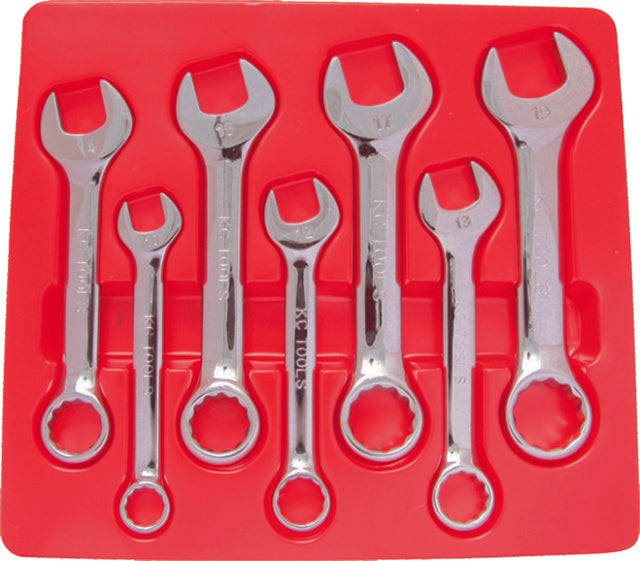 7 Piece Spanner Set, Combination, 10mm - 19mm Extra Short