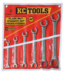 6 Piece 6 Point Spanner Set, Flare Nut, 1/4" - 1"