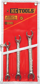3 Piece 6 Point Spanner Set, Flare Nut, 3/8" - 11/16"