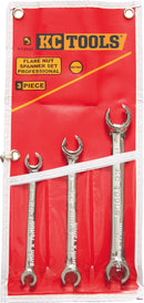 3 Piece 6 Point Spanner Set, Flare Nut, 8mm - 17mm