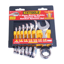 7 Piece Spanner Set, Reverse Gear Ratchet Stubby, 8mm - 19mm