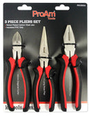 3 Piece Pliers, 185mm Diagonal Cutting, 200mm Long Nose, 200mm Combination