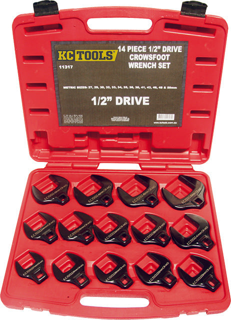 14 Piece Metric x 1/2-Inch Drive Impact Crows Foot Spanner Set